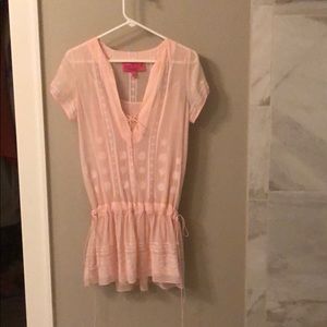Juicy Couture pink silk drawstring dress sz Sm